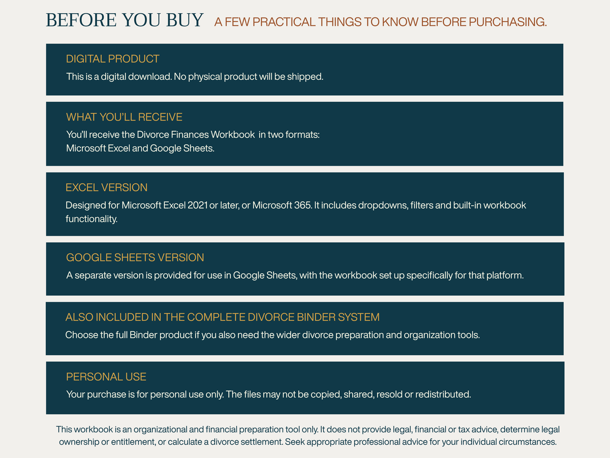 Divorce Finances Workbook